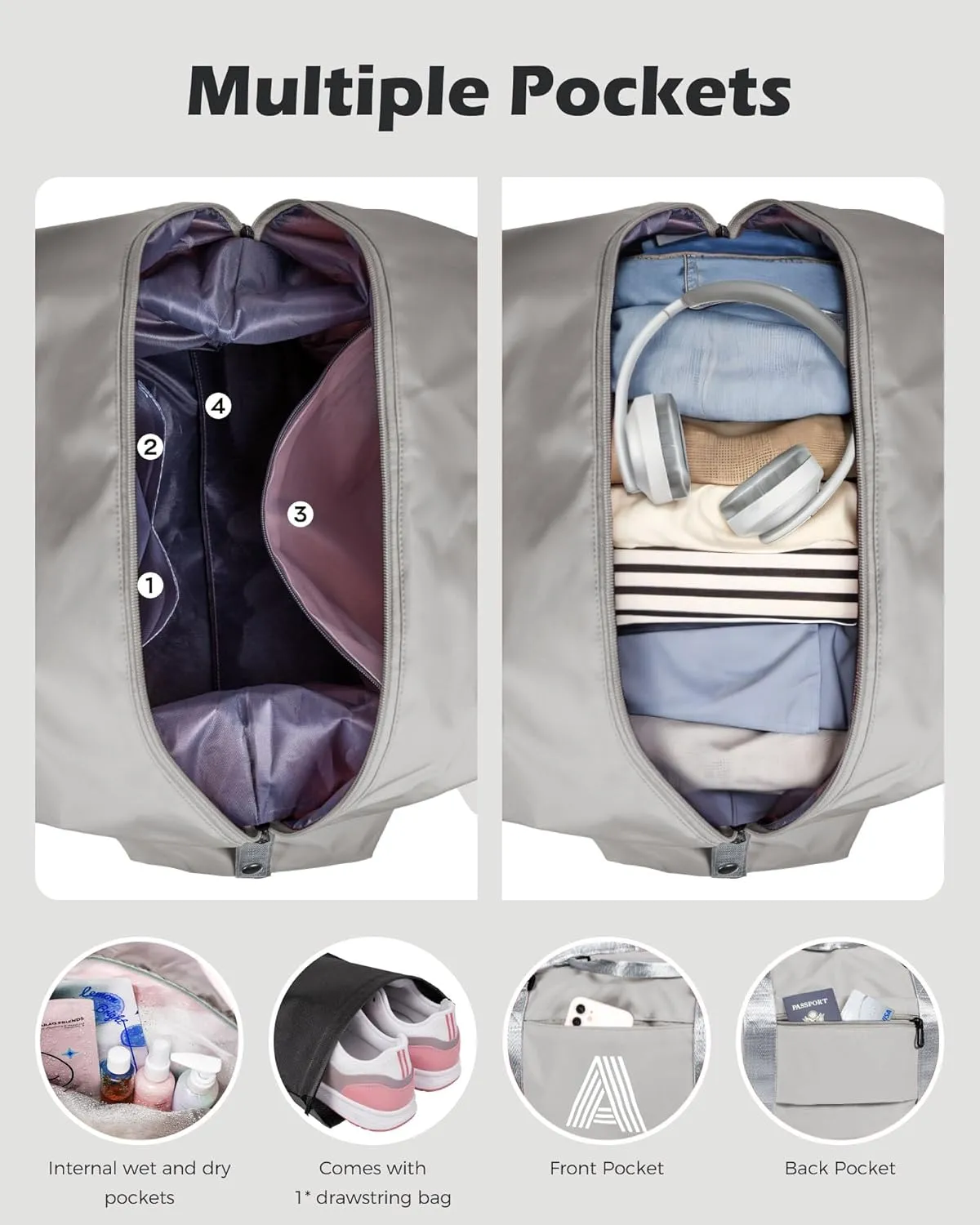 Birthday Gifts, Initial Travel Duffel Bag, Sports Bag, Personalized Weekender Bag with Shoulder Strap, Monogram Overnight Bag, Gift for Friend Sister Gifts for Grandma (Letter H)
