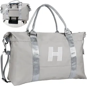 Birthday Gifts, Initial Travel Duffel Bag, Sports Bag, Personalized Weekender Bag with Shoulder Strap, Monogram Overnight Bag, Gift for Friend Sister Gifts for Grandma (Letter H)