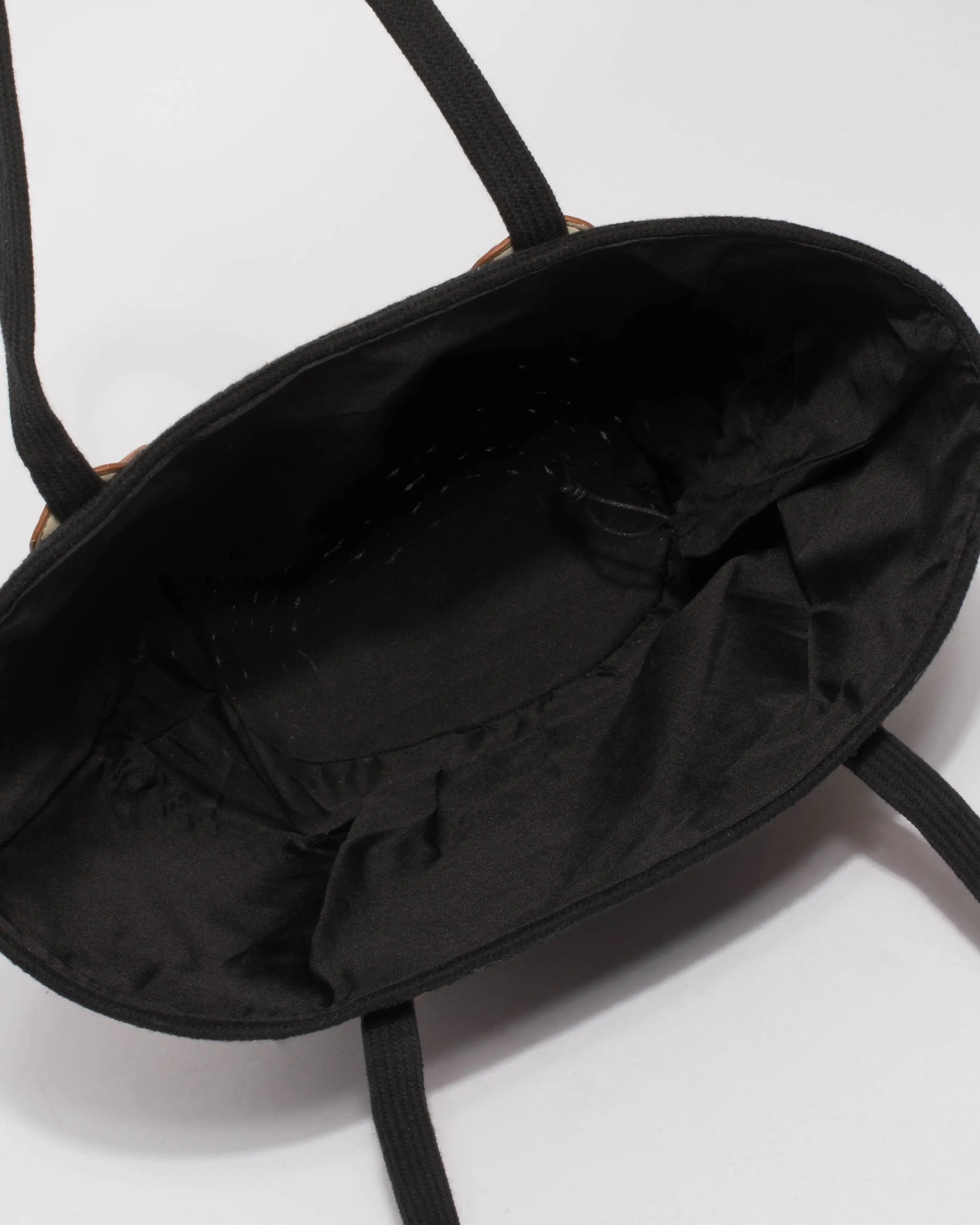 Black And Natural Summer Weave Tote Bag