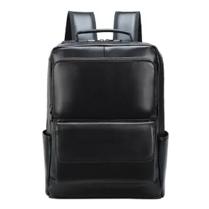 Black Leather 14 inch Laptop Backpacks