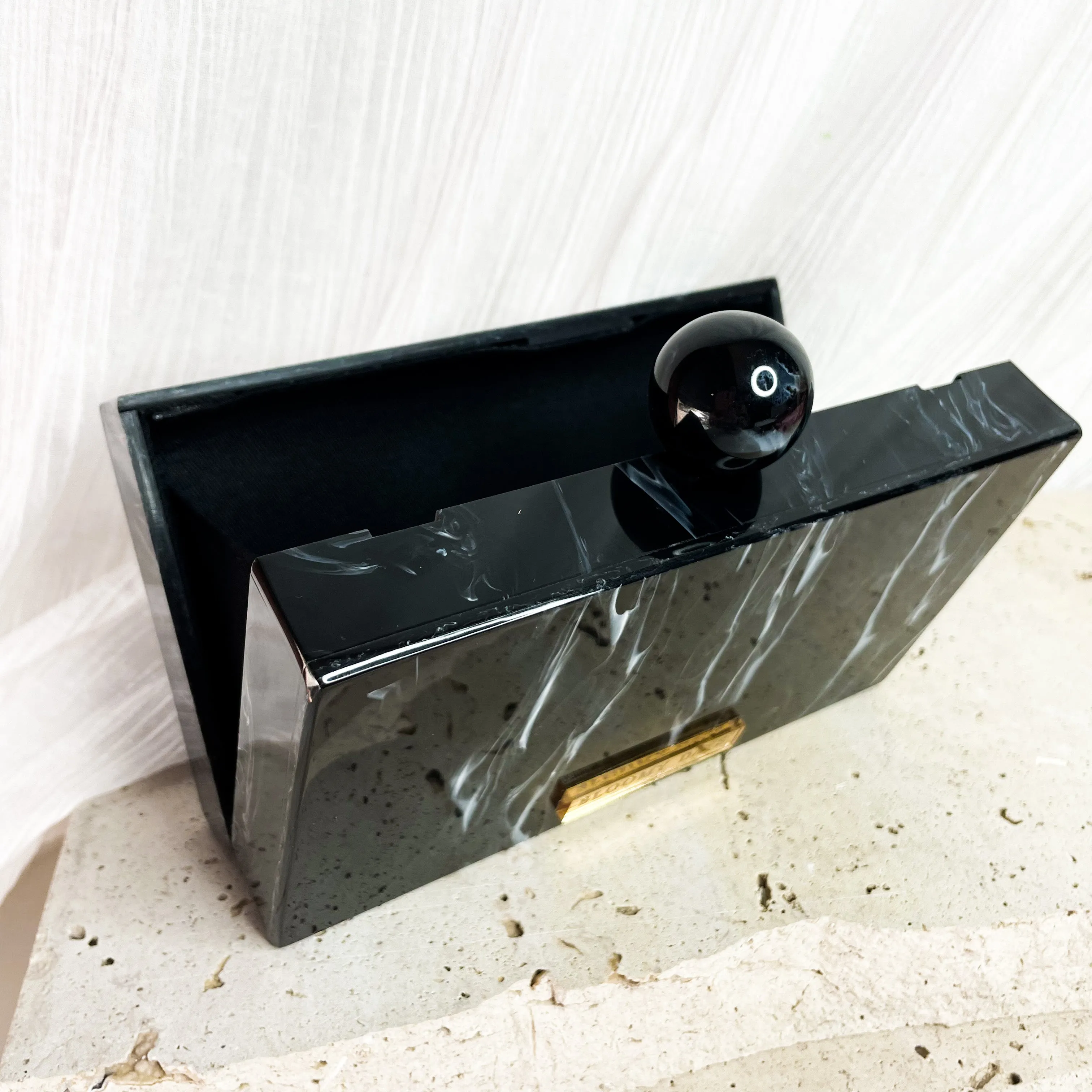 Black Marble Clutch