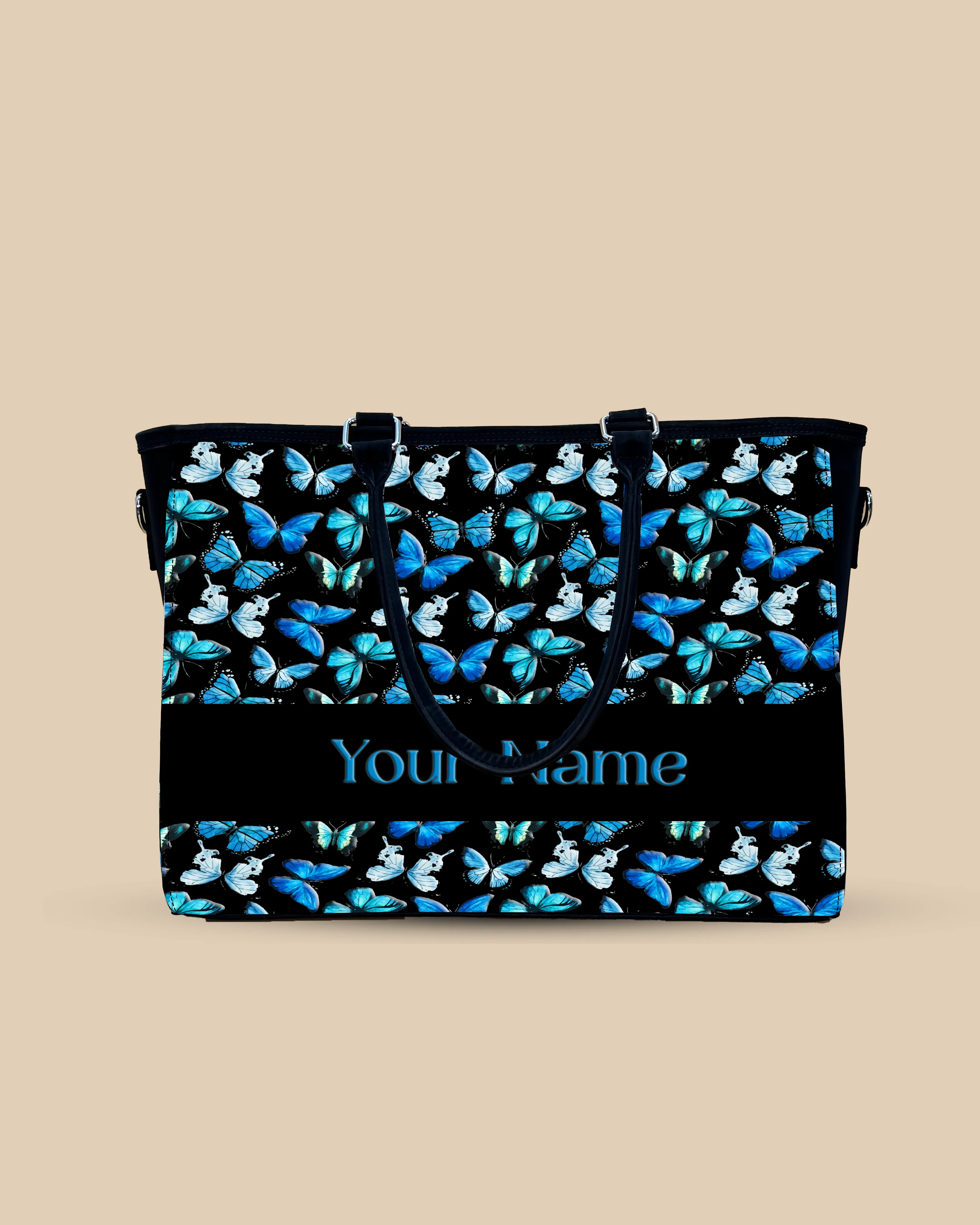 Blue Flying Butterflies Oversized Tote