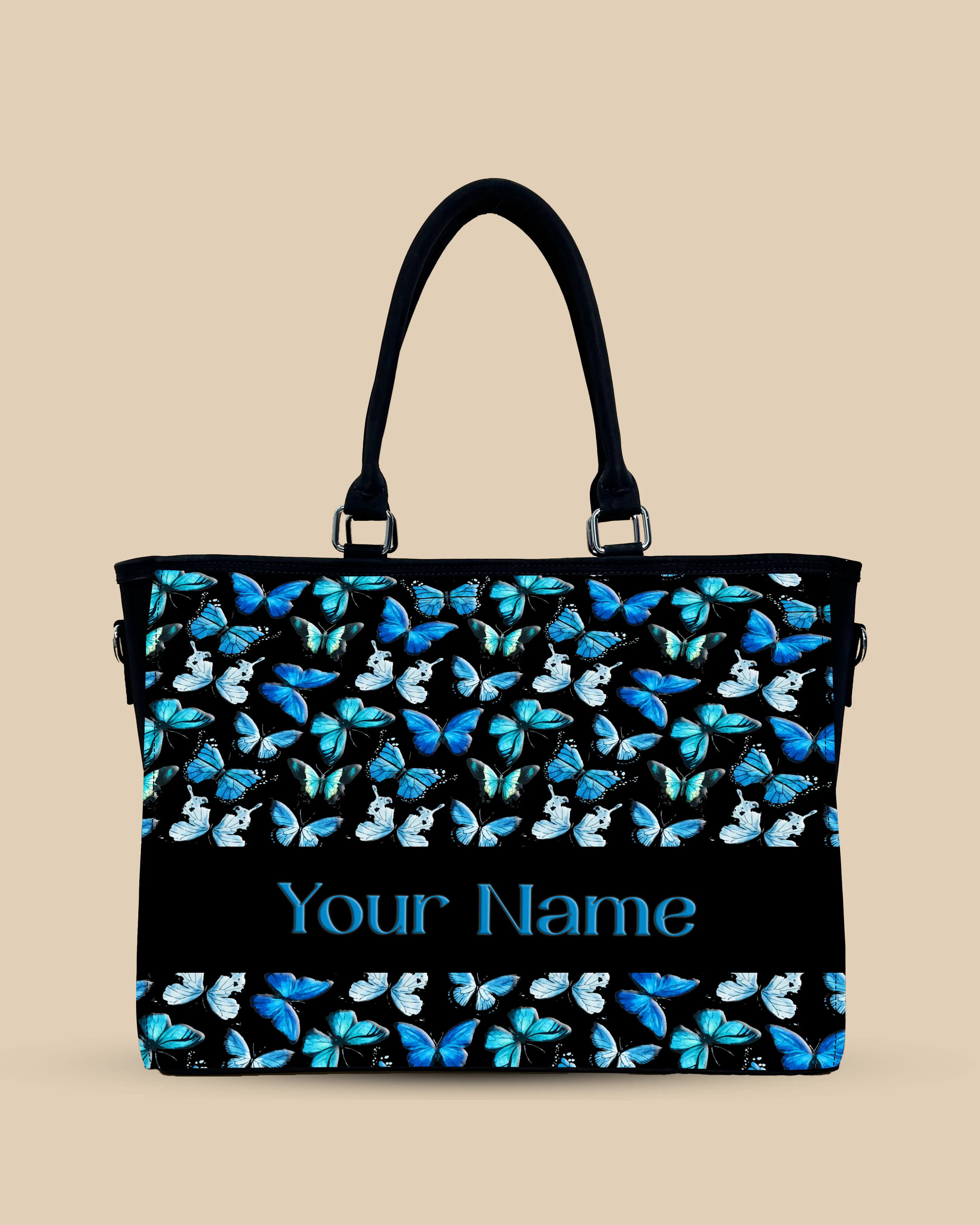 Blue Flying Butterflies Oversized Tote