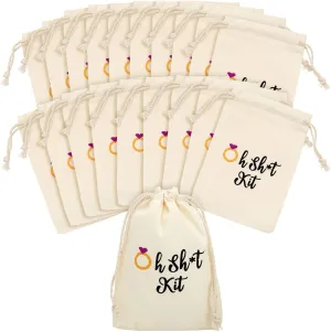 BLUE PANDA 20 Pack Drawstring Hangover Kit Bags for Bachelorette Party, Weddings, Bachelor, Bridal Shower, Party Favors (Cotton, 4x6 in) - Bachelorette Goodie Bags