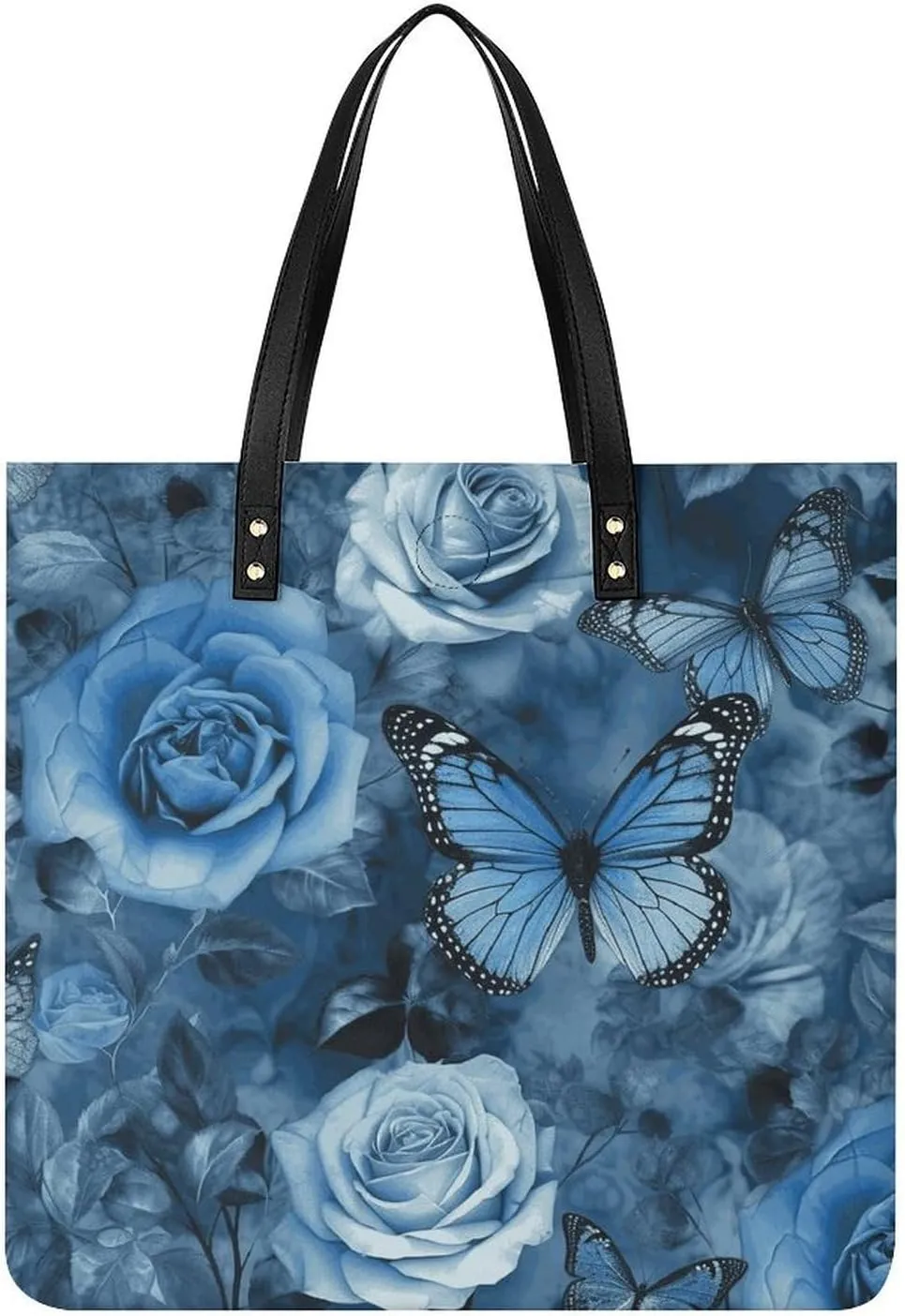 Blue Rose Large Leather Handbags Women Fashion Handbag Multifunctional Travel Bag It Is A Great Gift for Mothers, Teachers, Friends, Bridesmaids