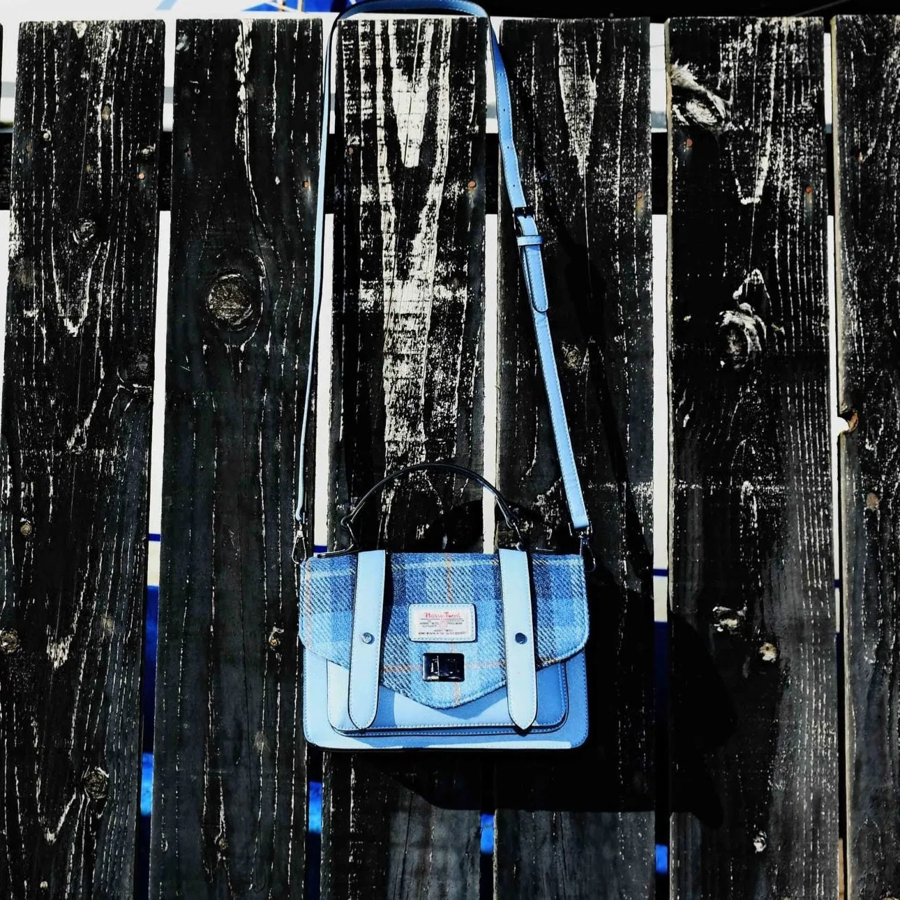 Blue Tartan Satchels with Harris Tweed®