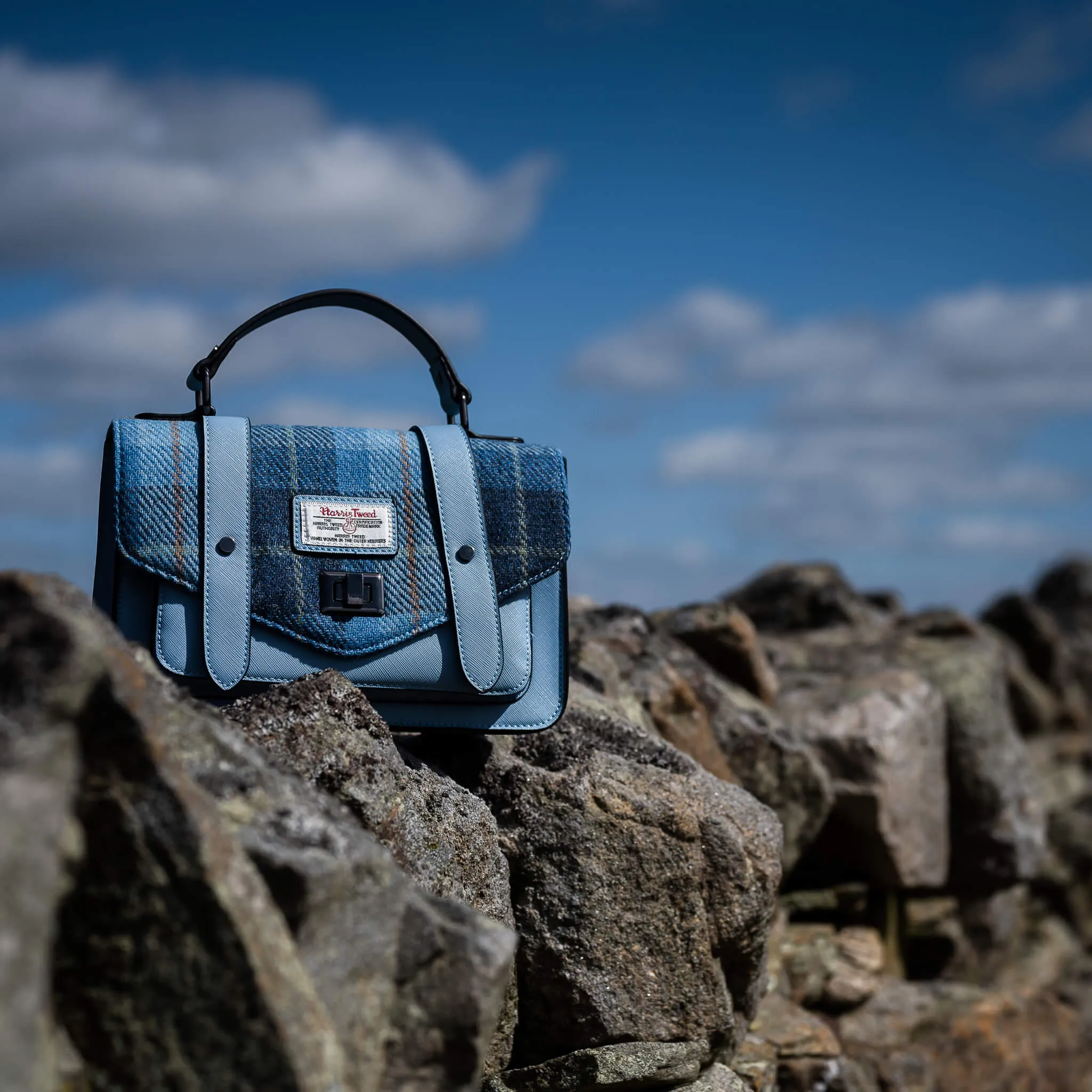 Blue Tartan Satchels with Harris Tweed®