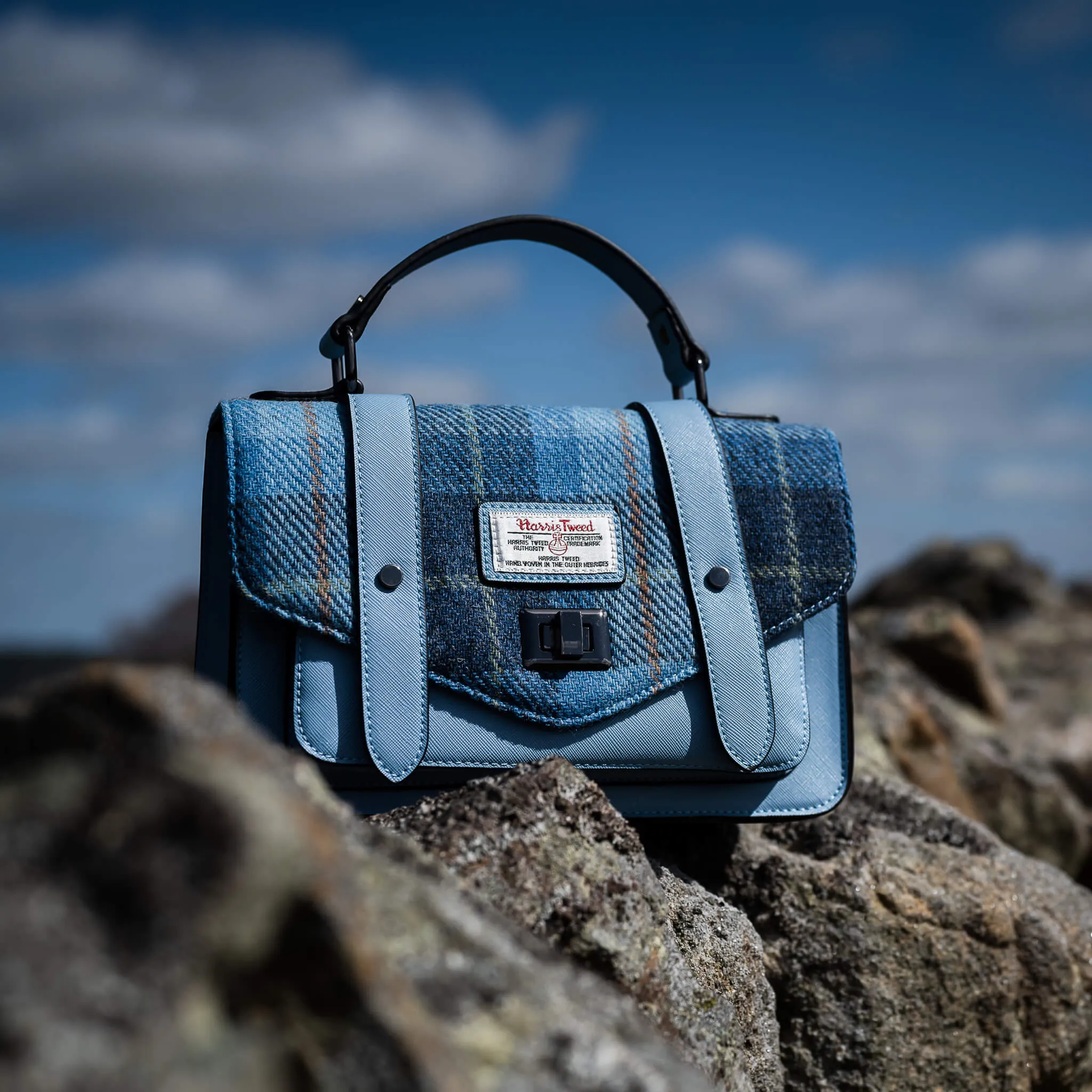 Blue Tartan Satchels with Harris Tweed®