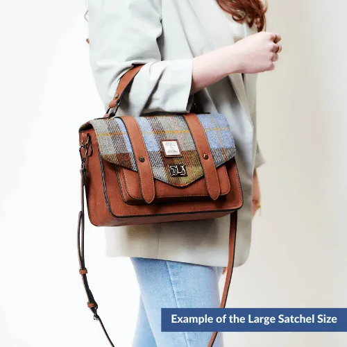 Blue Tartan Satchels with Harris Tweed®