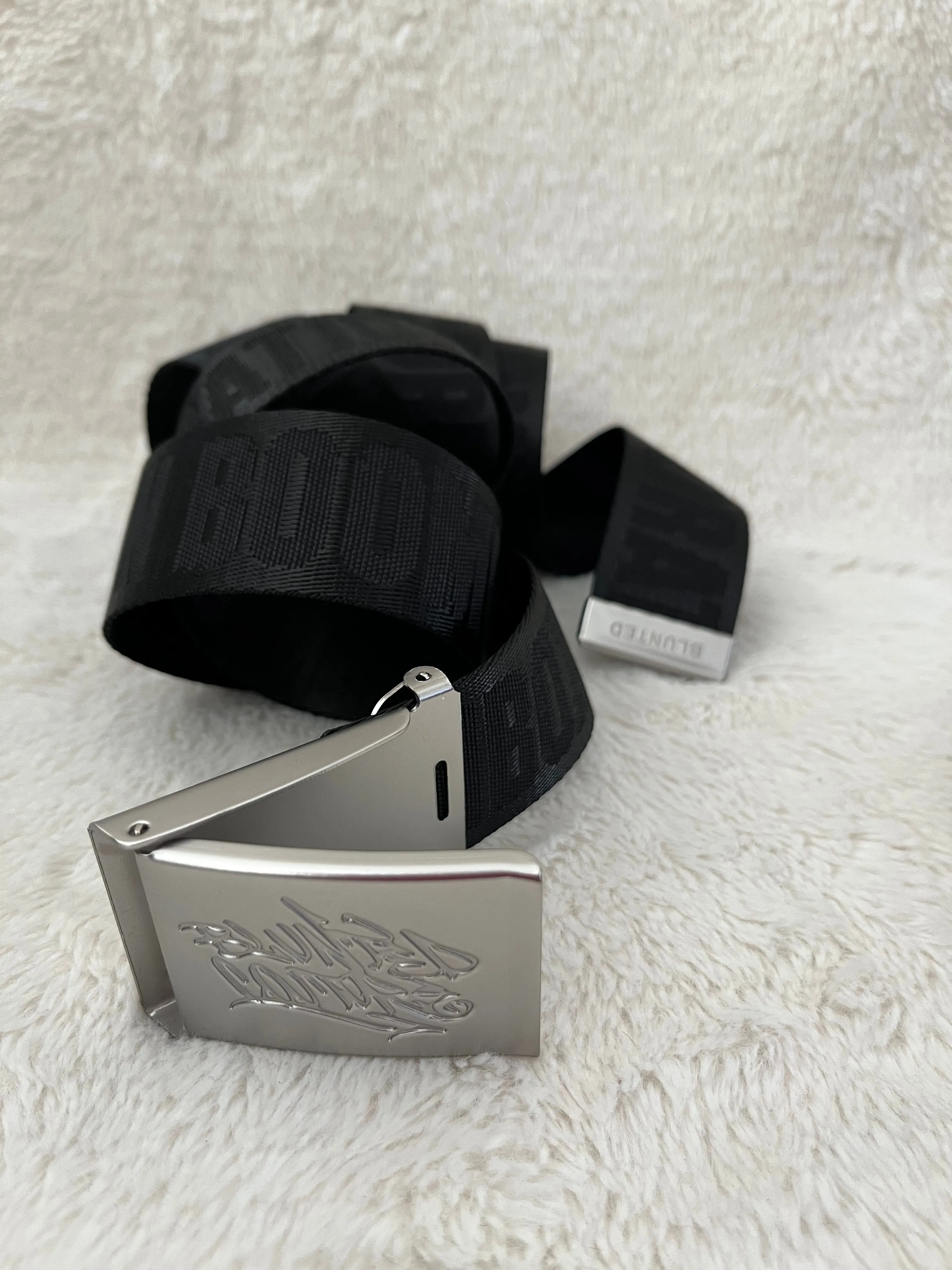 blunted couture x boombox belt silver on black