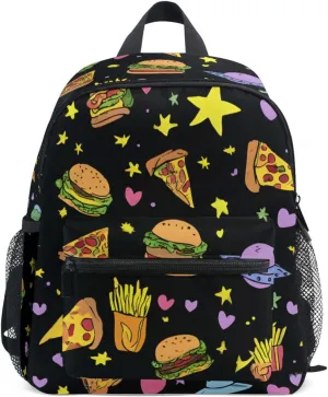 Bolaz Upgraded Backpack for School Teenagers Girls Boys-Burger Pattern,Travel Bag with Chest Buckle and Whistle