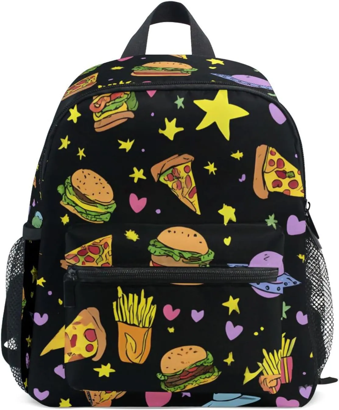 Bolaz Upgraded Backpack for School Teenagers Girls Boys-Burger Pattern,Travel Bag with Chest Buckle and Whistle