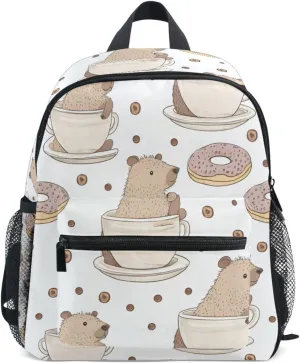 Bolaz Upgraded Backpack for School Teenagers Girls Boys-Capybara Donuts Pattern,Travel Bag with Chest Buckle and Whistle