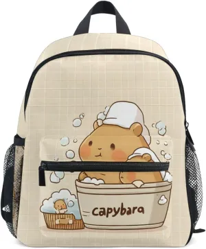 Bolaz Upgraded Backpack for School Teenagers Girls Boys-Capybara Takes A Shower,Travel Bag with Chest Buckle and Whistle