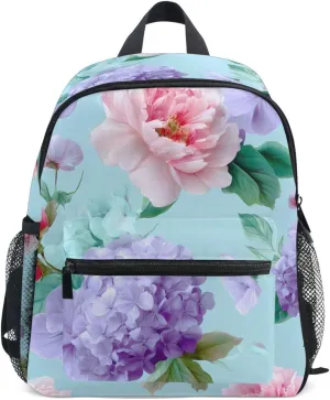 Bolaz Upgraded Backpack for School Teenagers Girls Boys-Peony Hydrangea Pattern,Travel Bag with Chest Buckle and Whistle