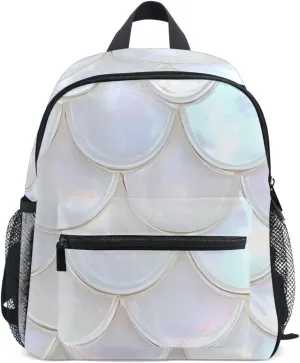 Bolaz Upgraded Backpack for School Teenagers Girls Boys-White Scale Pattern,Travel Bag with Chest Buckle and Whistle