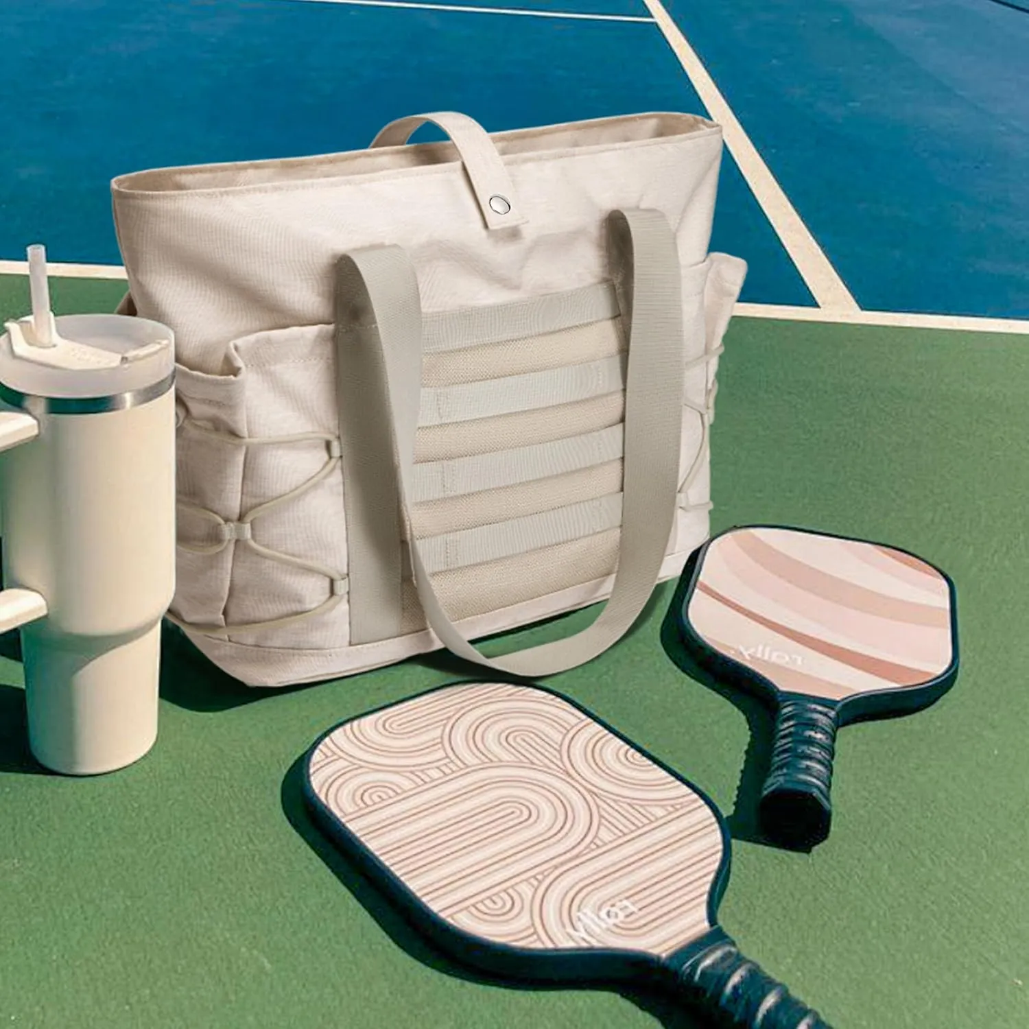 BOSTANTEN Travel Tote Bags for Women Foldable Beach Bag Waterproof Zipper Gym Sports Shopping Bag Trolley Sleeve
