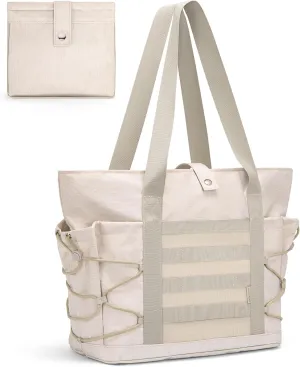 BOSTANTEN Travel Tote Bags for Women Foldable Beach Bag Waterproof Zipper Gym Sports Shopping Bag Trolley Sleeve
