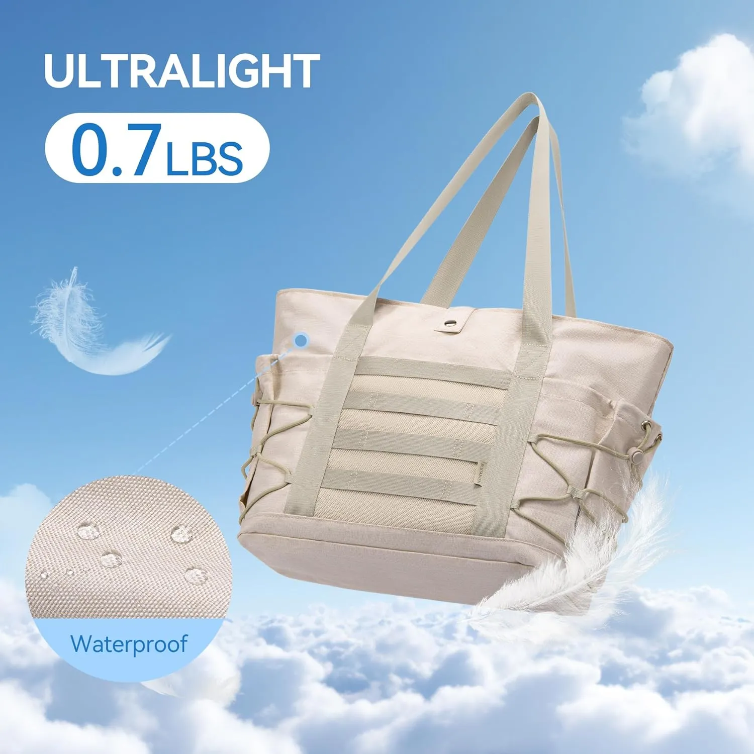BOSTANTEN Travel Tote Bags for Women Foldable Beach Bag Waterproof Zipper Gym Sports Shopping Bag Trolley Sleeve