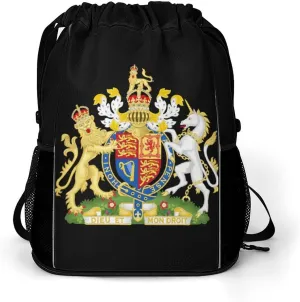 British Royal Coat of Arms England Queen Gym Bag Workout Gym Backpack with Shoe Compartment Sports Bags for Women Men