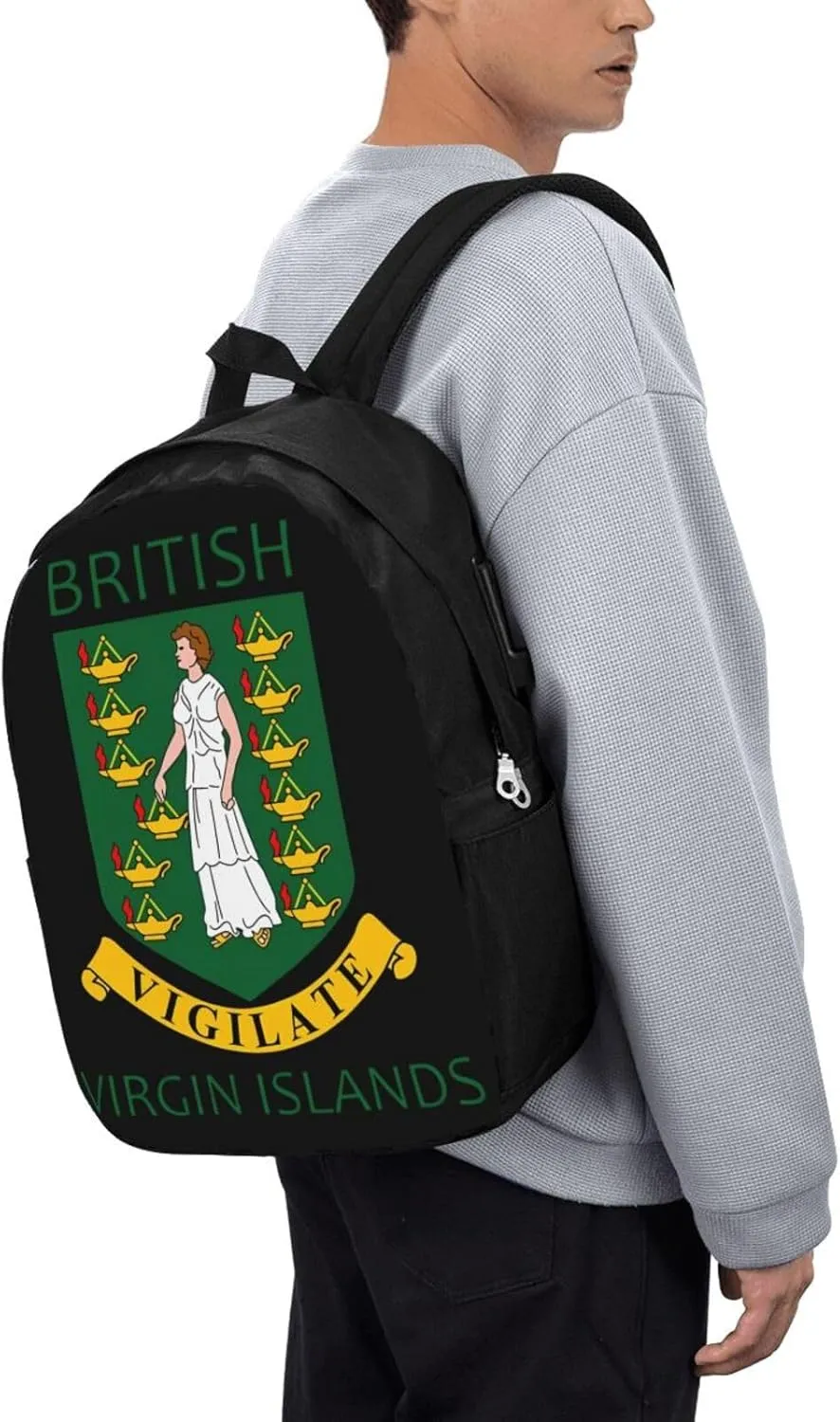 British Virgin Islands Flags Laptop Backpacks Travel Backpack Casual Business Daypack Sport Rucksack Computer Bag Fits up to 17 Inch Notebook with USB Port