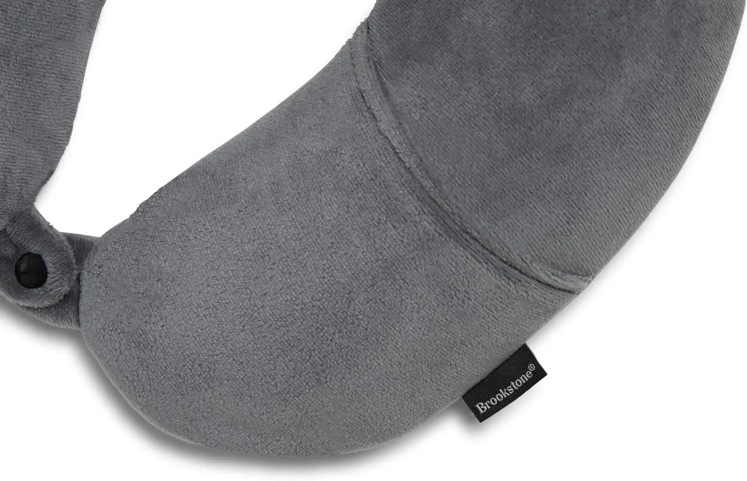 Brookstone Microbead Travel Head and Neck Pillow Lightweight and Plush with Phone or Headphone Pocket, Dark Grey
