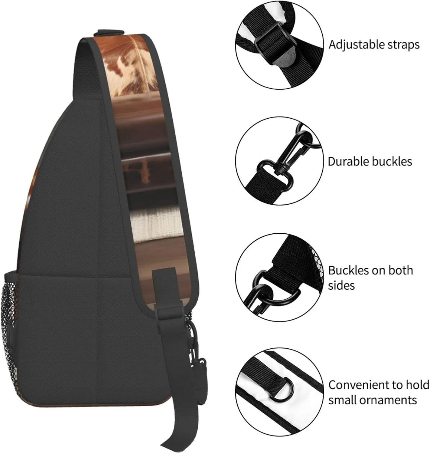 Brown Cowhides Unisex Casual Diagonal Chest Bag,Multipurpose Crossbody Shoulder Bag Travel Hiking Daypack