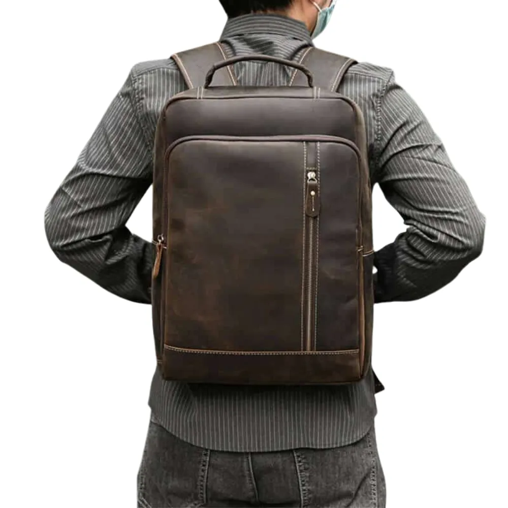 ﻿Brown Heritage Leather Backpack