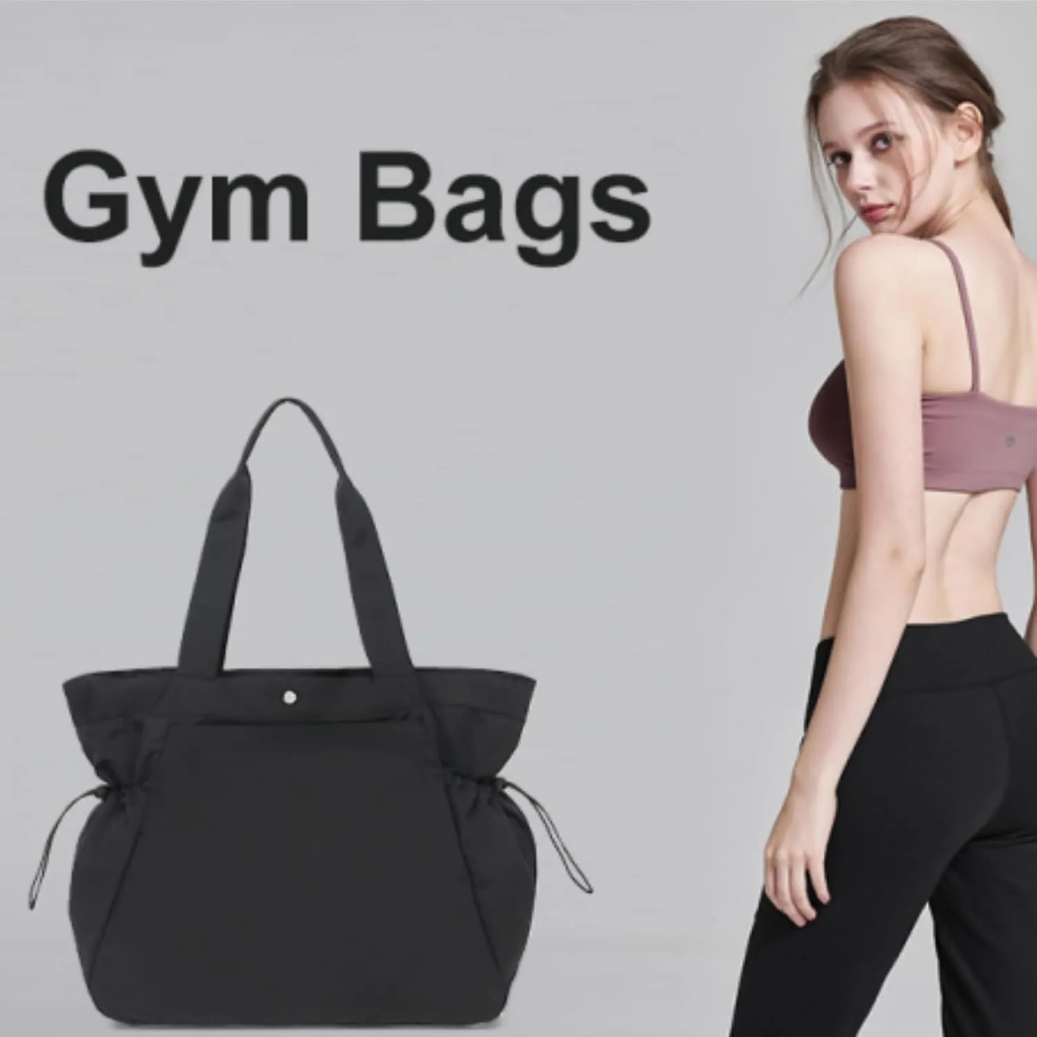 BTOOP Tote Bag for Women Foldable Beach Gym Bags Side-Cinch Nurse Bag Lightweight Shopper Shoulder Bag for Travel Work