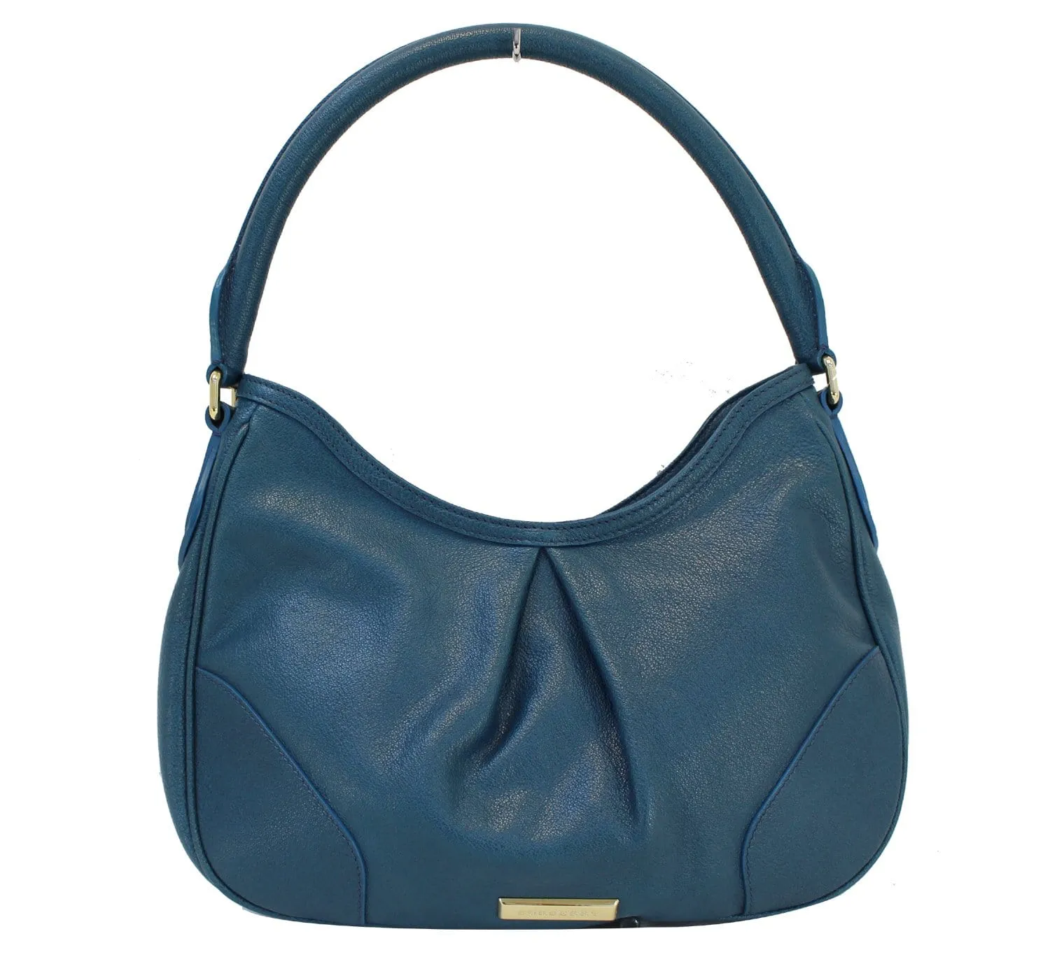 BURBERRY Hernville Leather Teal Small Hobo Bag