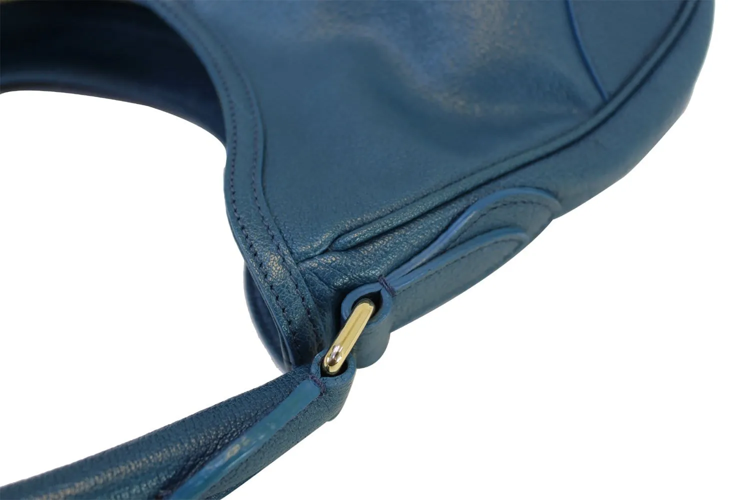 BURBERRY Hernville Leather Teal Small Hobo Bag
