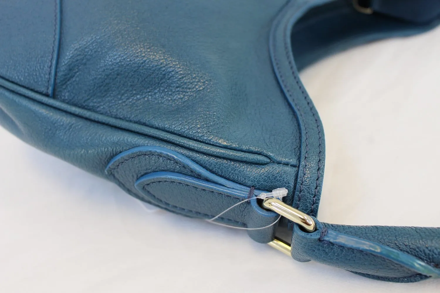 BURBERRY Hernville Leather Teal Small Hobo Bag
