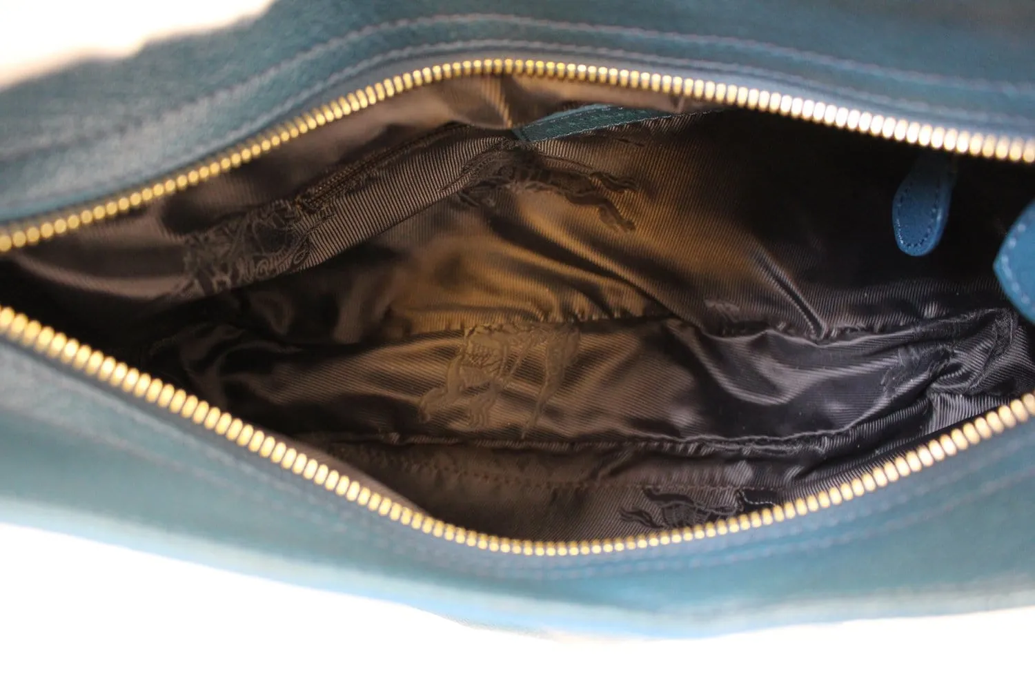 BURBERRY Hernville Leather Teal Small Hobo Bag