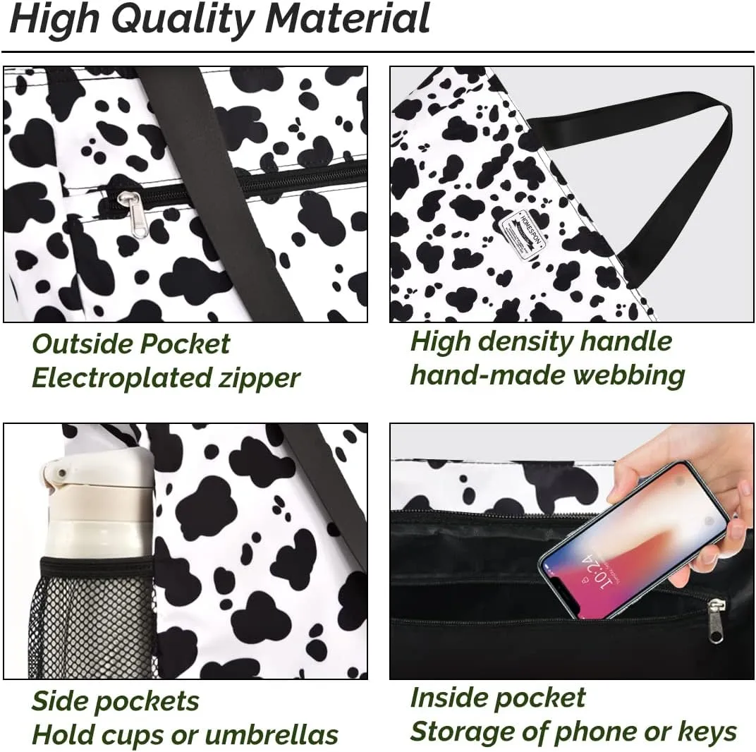 Buringer Large Waterproof Beach Bag for Women Sandproof Tote Bag with Zipper and Pockets Pool Bag for Travel Gym Vacation