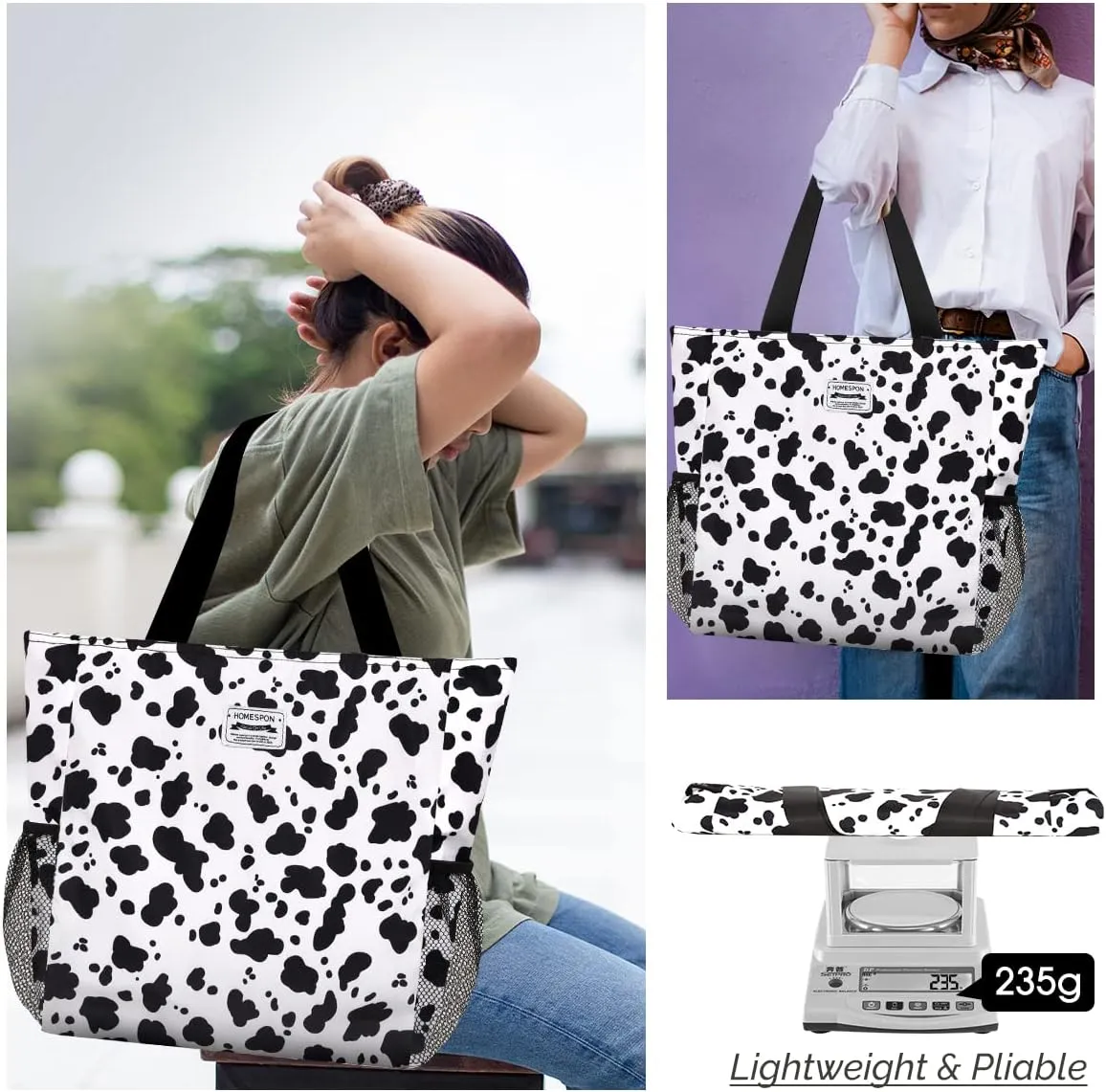 Buringer Large Waterproof Beach Bag for Women Sandproof Tote Bag with Zipper and Pockets Pool Bag for Travel Gym Vacation