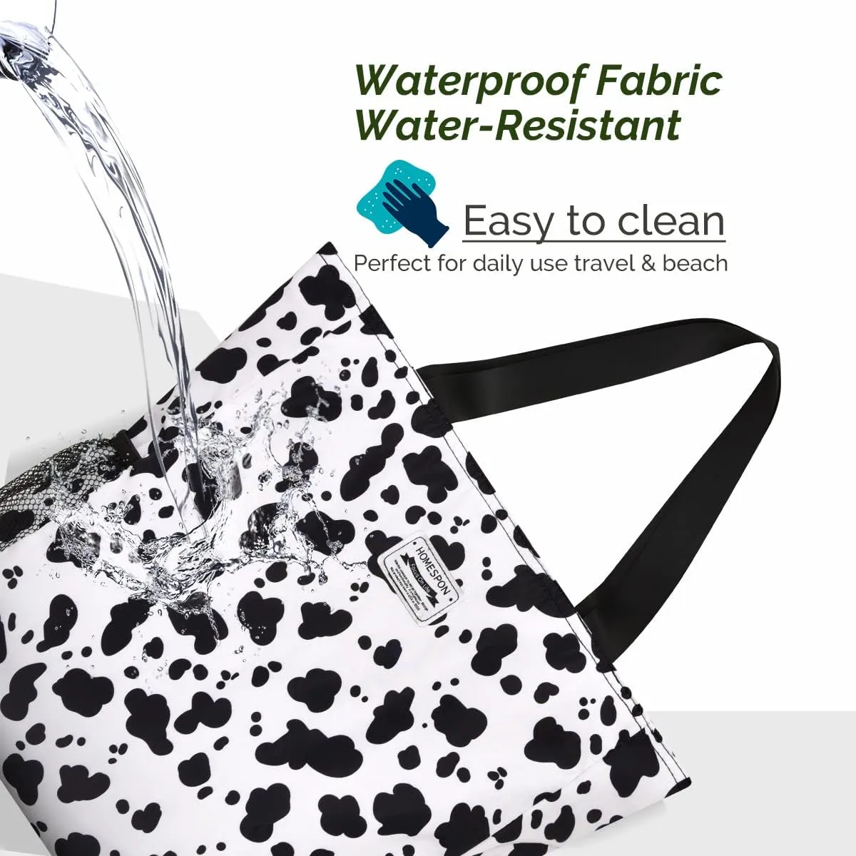 Buringer Large Waterproof Beach Bag for Women Sandproof Tote Bag with Zipper and Pockets Pool Bag for Travel Gym Vacation