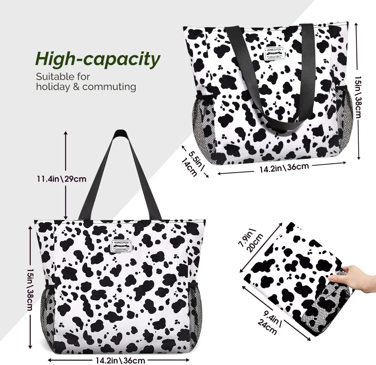 Buringer Large Waterproof Beach Bag for Women Sandproof Tote Bag with Zipper and Pockets Pool Bag for Travel Gym Vacation
