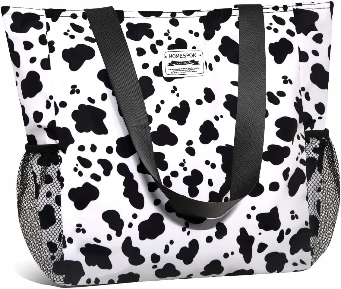 Buringer Large Waterproof Beach Bag for Women Sandproof Tote Bag with Zipper and Pockets Pool Bag for Travel Gym Vacation