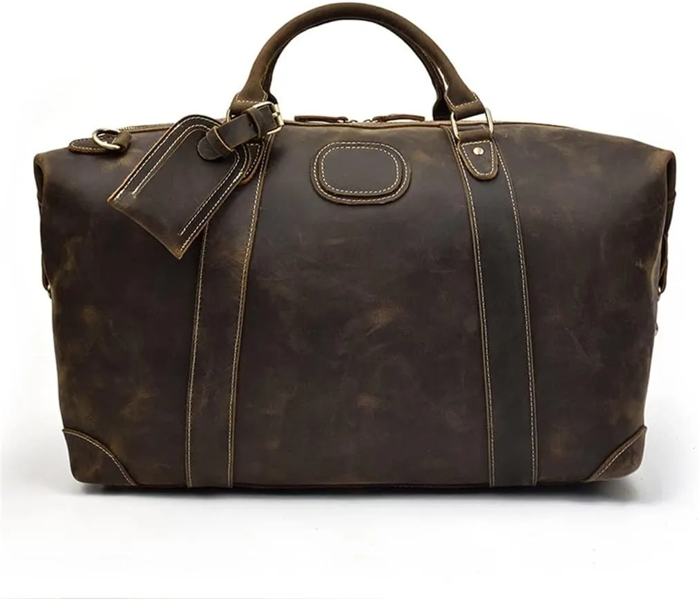 Business Man Bag Handbag Leather Male Duffle Bags Airplane Extra Large Luggage Bag(E)