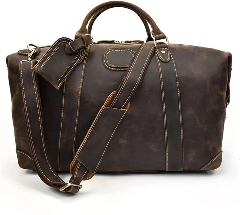 Business Man Bag Handbag Leather Male Duffle Bags Airplane Extra Large Luggage Bag(E)