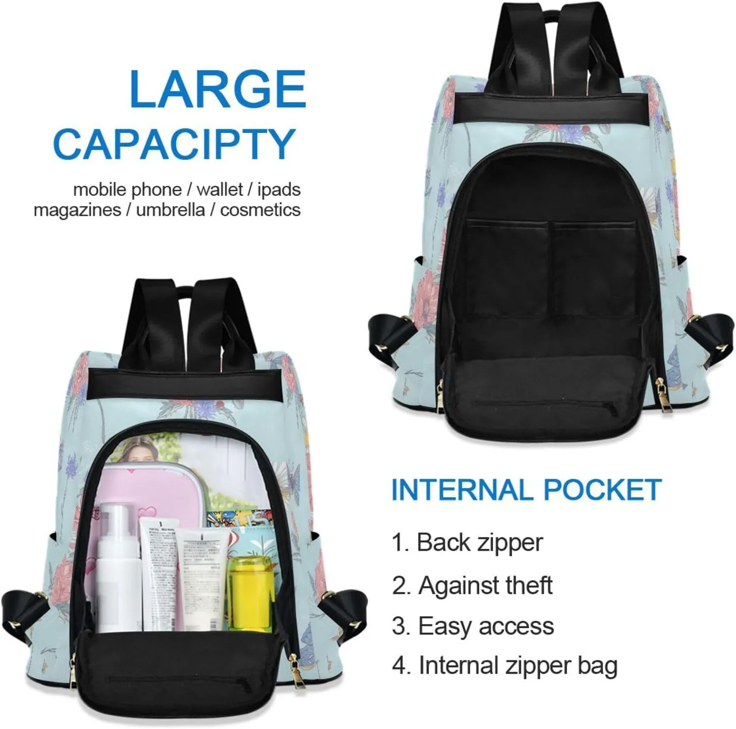 Butterfly Backpack for Women Fashion Casual Daypack Backpack Small Backpack Purse 13.4 X 5.9 X 15in Pattern 3