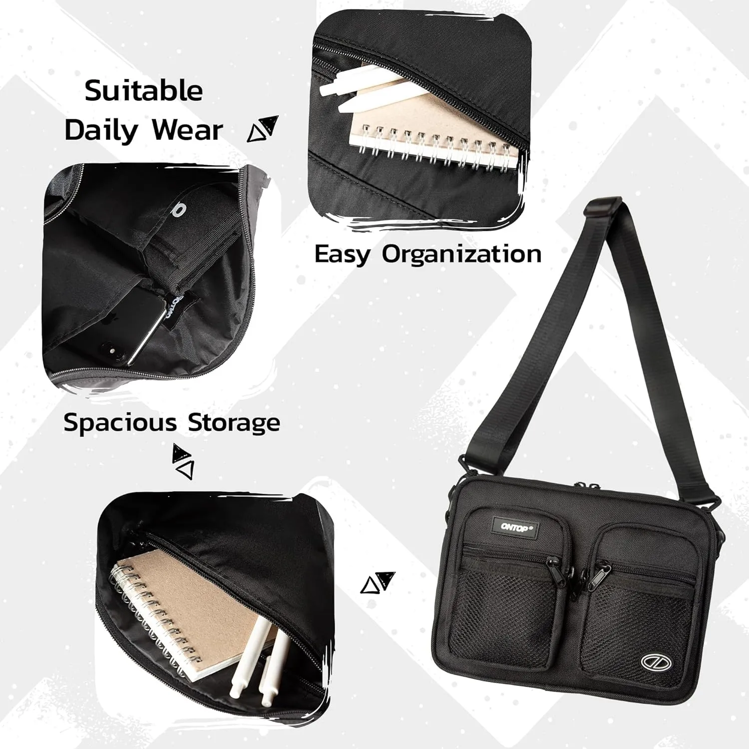 Canvas Crossbody Messenger Bag Water Resistant Ultra Lightweight