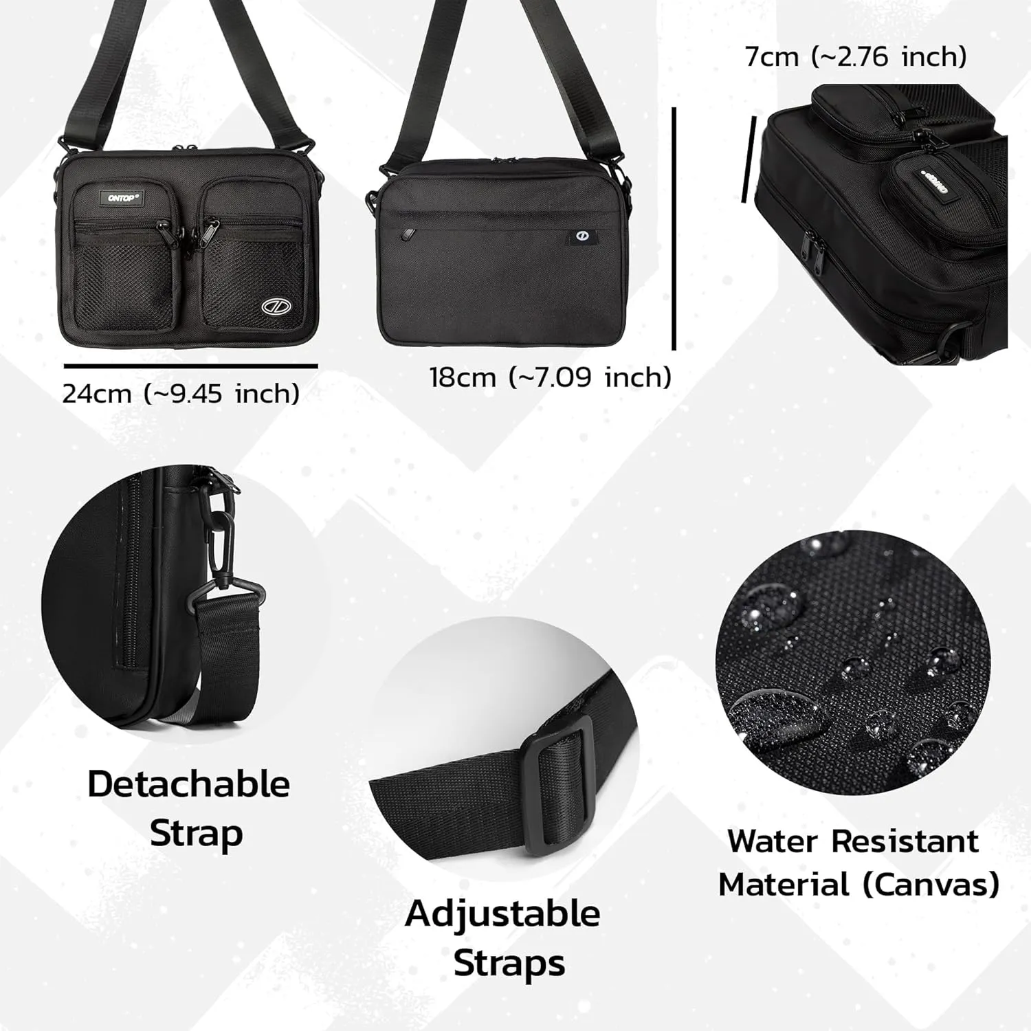 Canvas Crossbody Messenger Bag Water Resistant Ultra Lightweight