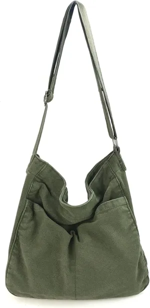 Canvas Crossbody Shoulder Bag Casual Hobo Bag Travel Tote Bag Messenger Bags Cute Large Purse for Women