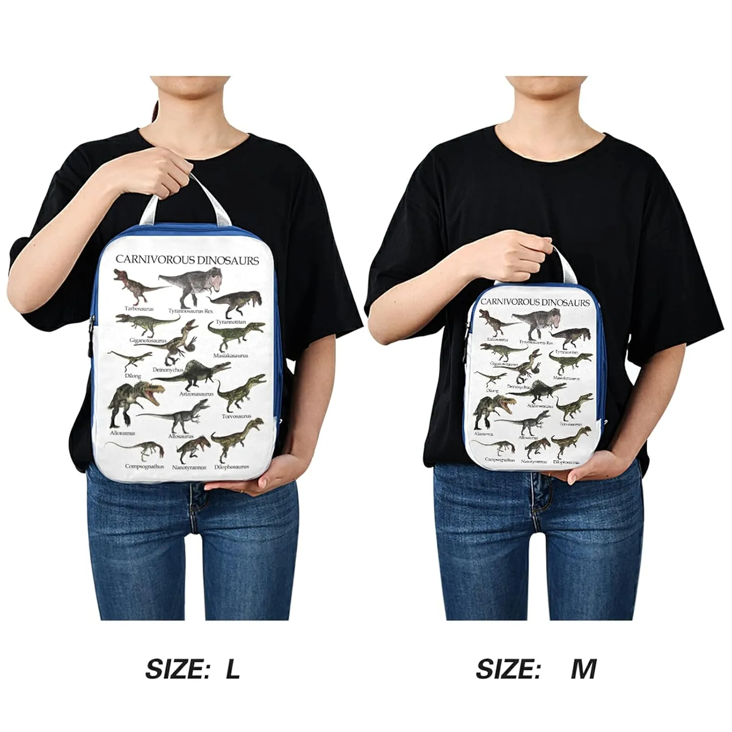 Carnivorous Dinosaurs Set Isolated on White Background 3 Set Packing Cubes, Waterproof Check Oxford cloth Organizers, Travel Packing Toiletry Storage Bag