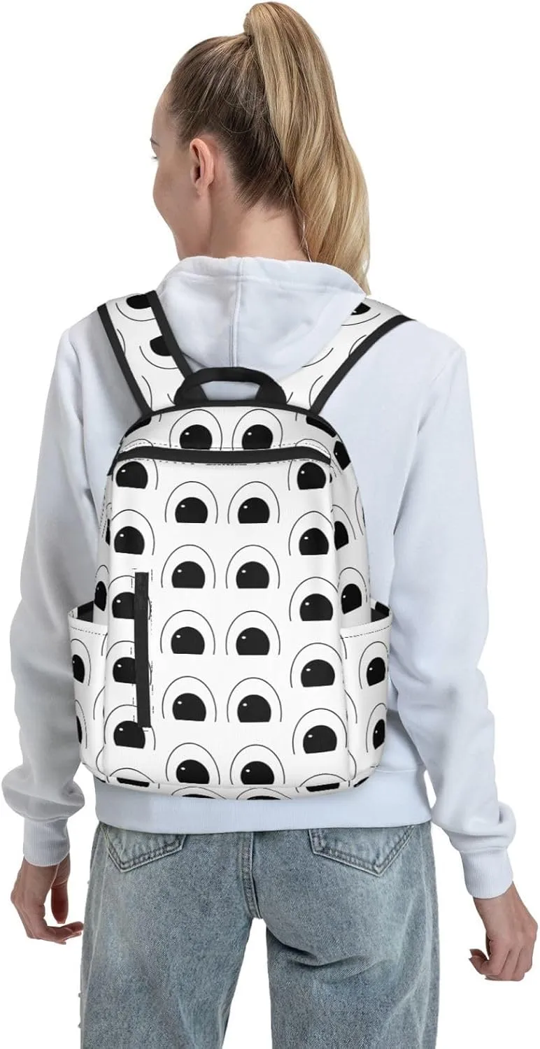 Cartoon Eyes Casual Backpacks Large Capacity Laptop Backpack Sports Fitness Rucksack Travel Carry-On Daypack Adjustable Shoulder Strap Work Bag for Outdoor Camping