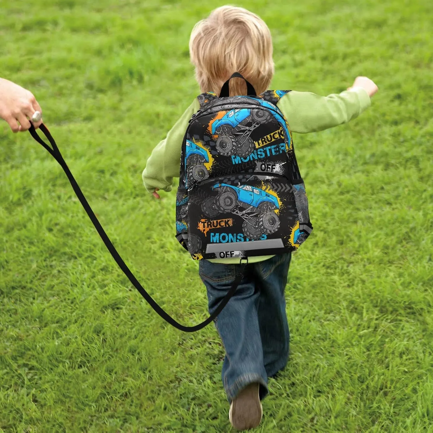 Cartoon Monster Truck Backpack Monster Jam Bookbag Kids Daypack Toddler Travel School Bag Small Mini Backpacks for boys with Chest Strap
