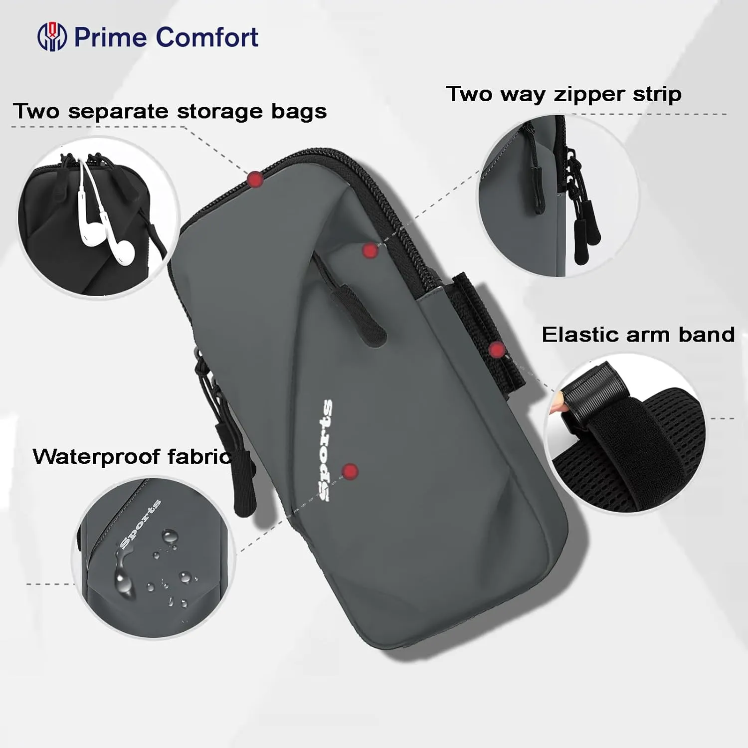 Cell Phone Armbands Running Phone Holder Armband, Shoulder Holster Phone Purse Crossbody Bag Pouch (Gray)