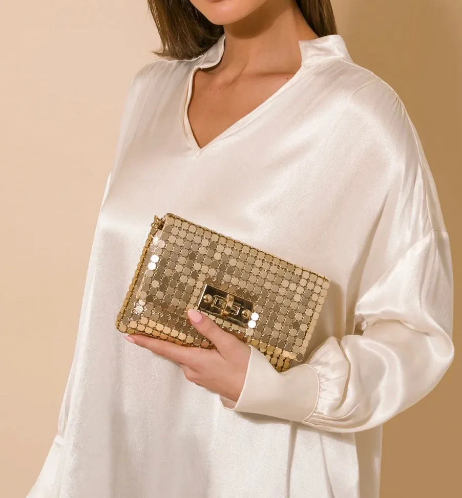 Chain Mesh Clutch - Gold