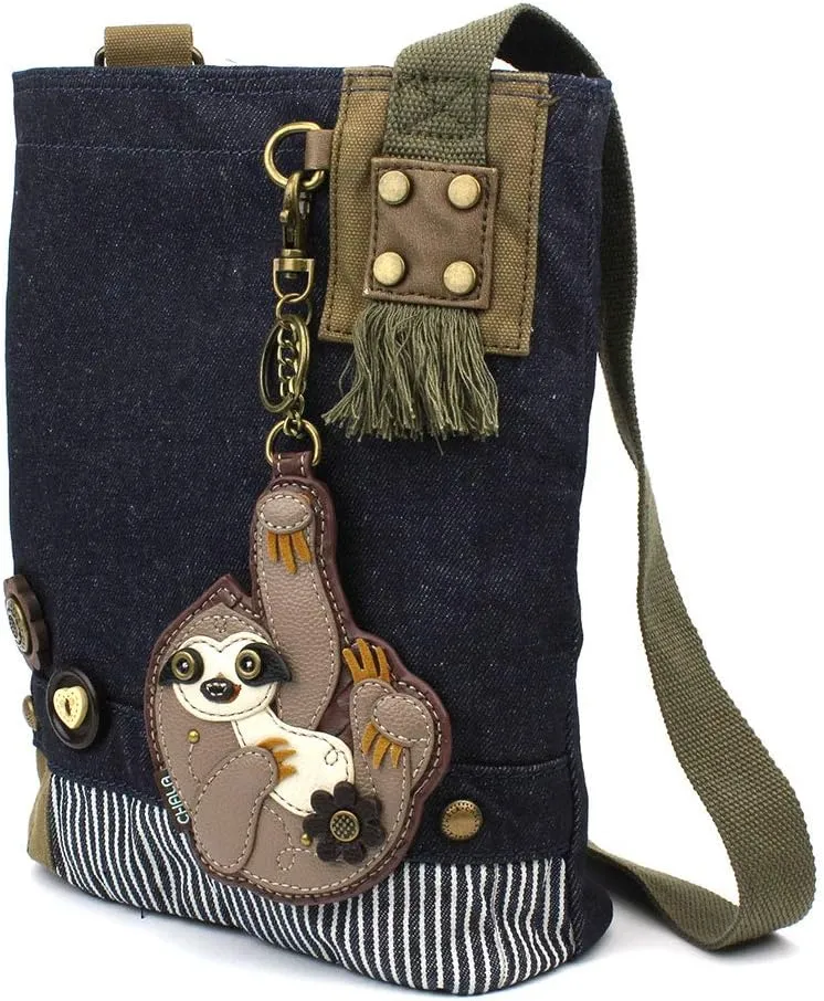 Chala Patch Cross-Body Women Handbag, Blue Denim Canvas Messenger Bag